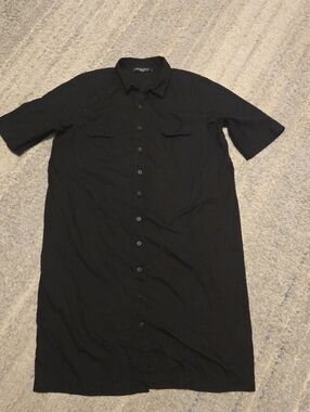 Marina Rinaldi Marina Sport Black Short Sleeve Button Front Utility Midi Dress